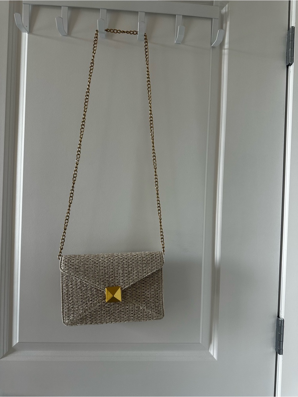 Straw Crossbody Bag with Gold Hardware